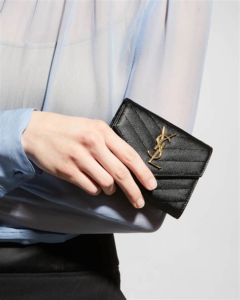 ysl monogram compact tri-fold wallet|Saint Laurent YSL Monogram Trifold Wallet in Grained Leather.